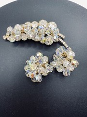 Vintage JULIANA D&E Pin and Earrings With Aurora Borealis Rhinestones BOOK PIECE