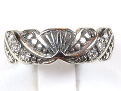 Antique Art Deco Diamond Wedding Eternity Band 14KW Ring Size 4 UK-H 5.24MM Wide