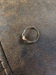 Antique Victorian Delicate 10K Yellow Gold Ring Faux Red Stone Sz 6.75 .76g
