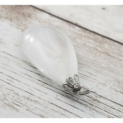 Vintage Pendant Clear with Milky Swirls No Chain Included