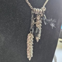 Dark gray silver tone necklace 37-39″