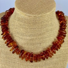Vintage Natural Baltic Amber Necklace 18,5″ Polished Cognac Nugget Beads