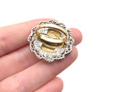 Vintage 60s 70s Gold & Silver Tone Large Aries Astrology Ram Adjustable Ring