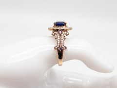 $7000 5ct Natural D BLOCK Tanzanite VS G Diamond 14k ROSE Gold HALO Ring 9g