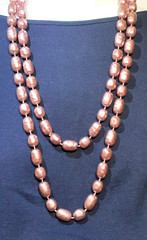 Set of 2 Light Purple Necklaces Plum Large Faux Pearl Beads Vintage 24″ 30″ Long