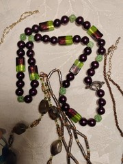 9 Piece Vintage Necklace Lot Glass And Natural Stone Variety Length 1 Anklet