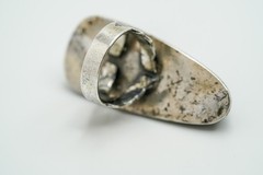 Vintage Sterling Silver Onyx Face Mask Ring Size 5.25 JB27