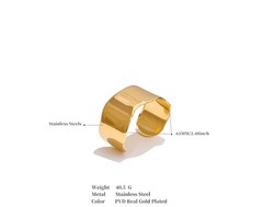 Vintage Gold Wide Cuff Waterproof Stainless Steel Statement Bangle