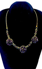 Vintage Barclay Purple Rhinestone Necklace – Gold Tone Cluster Statement Jewelry