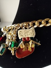 Lunch at the Ritz Christmas Tree Wreath Candy Cane Red Green Gold Blue Necklace