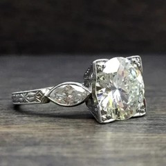 2.5Ct Art Deco Style Lab Created Diamond Engagement 14K White Gold Finish Ring