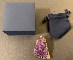 VINTAGE AMETHYST NATURAL CRYSTALS PENDANT / BOLO CLIP ~ BRUTALIST ~ Australia
