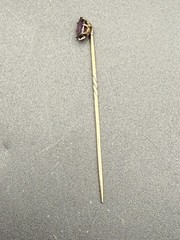 Antique 10k Or Better Yellow Gold and Almandine Garnet Solitaire Stickpin