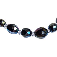 Vintage West Germany AB Crystal Glass Bead Necklace Peacock Iridescent Choker