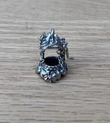 Vintage Beau Wishing Well Sterling Silver Charm Pendant Bracelet & Necklace 1″