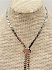 Vintage MONET Victoria Silver Tone Slider Pendant Omega Tie Lariat Necklace