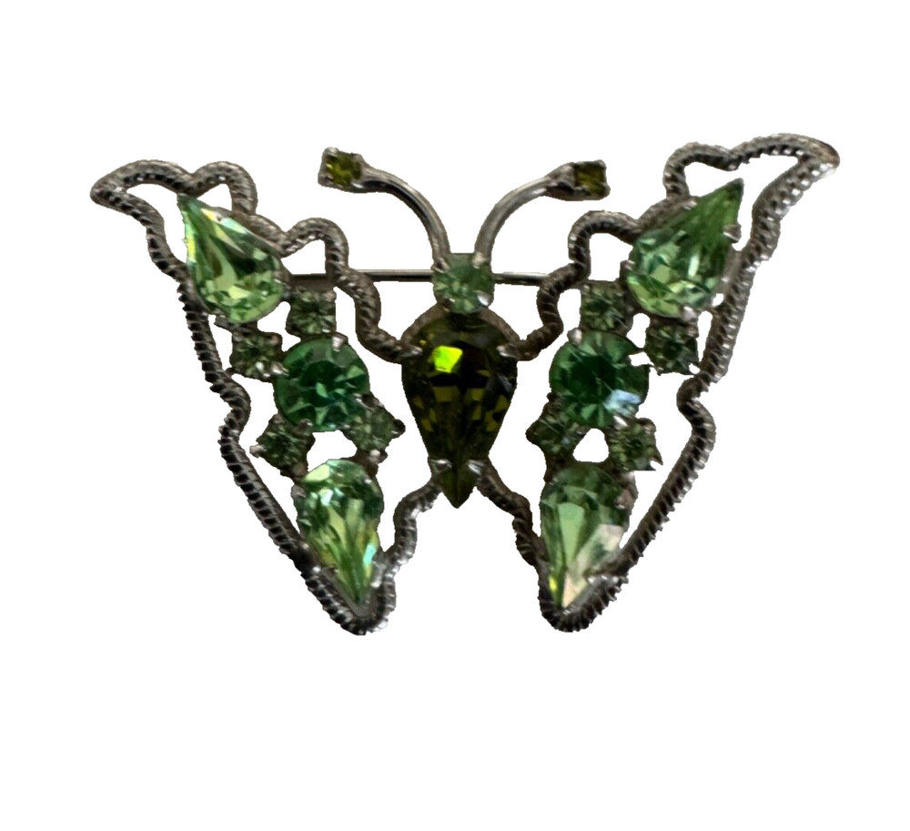 Rare Signed Weiss Butterfly Vintage 1950-1970 Green Brooch in Mint Condition!