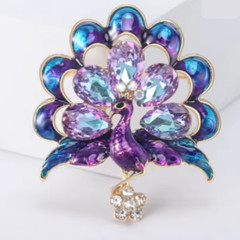 Vintage Style Peacock Bird Rhinestone Crystal Cyan Bird Brooch Pin Pendant Gift