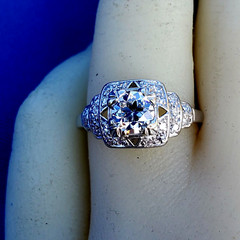 Original EARTH MINED DIAMOND Deco Engagement Ring Vintage PLATINUM Solitaire S 6