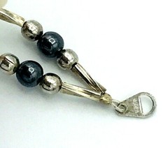 Vintage Silver Tone Korea Hematite Bead Bracelet 8″