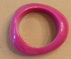 LARGE Vintage Lucite Acrylic Plastic Pink Bangle Bracelet Asymmetrical HEAVY