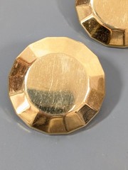Vintage Monet Gold Tone Round Faceted Metal Statement earrings Pierced