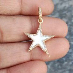 1Pc Pave Diamond Bakelite Star 925 Sterling Silver Pendant Enamel Diamond – 21mm