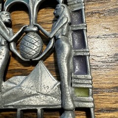 Vintage Pewter Enamel Necklace Egyptian Huge Artisan Handcrafted 83g