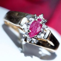 14k yellow gold ring 0.41ct natural diamond & treated ruby size 7 vintage 2.2gr