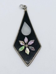 Vintage Pendant Lot 8pc Abalone Chakra Quartz Mother of Pearl Shell Alpaca