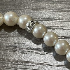 7.25” Bracelet Napier Faux Pearl Strung Silver Tone Highlights Clasp Bracelet