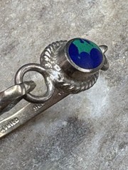 Vintage Mexico Sterling Silver & Blue/Green Stone Bracelet Bangle