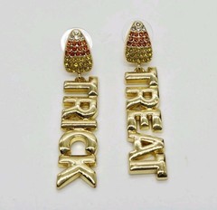 Candy Corn Trick Treat Earrings Crystal Gold tone Sugarfix by Baublebar 2.25 in