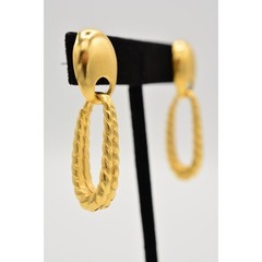 True Vintage Dangle Earrings Brushed Gold Dangle Textured Chunky NOS 1980s BinAB