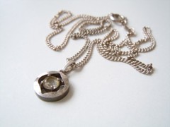 925 Sterling Silver TEKA Pendant Small Stone + 835 Silver Chain 4.1 g / 41 cm