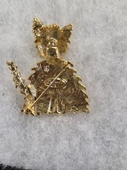 Vtg Danecraft gold tone coil spring head Cat Pin