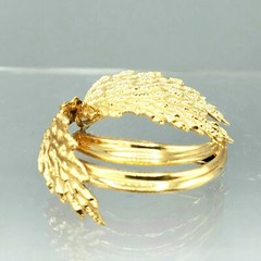 German 18K GF Sculpted Leaf Open Ring Brooch