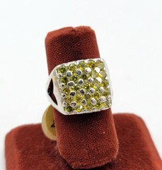Vtg Sz 7 Ring Green Cubic Zirconia High-end Unique Fashion Jewelry Beauty Glam
