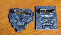 Birds and Blooms 3D lot of 3 Silver Pewter Pin Brooches