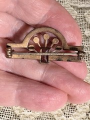 Antique Art Deco 10k Rose Gold Garnet Pin/Brooch 1.25 Inches