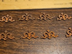 Lot Of 10 Studded Bow Crown France Vintage 60s Brass Stampings Findings Jewelry