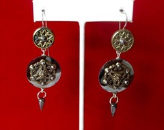Pair of Antique French Brass & Cut Steel Earrings