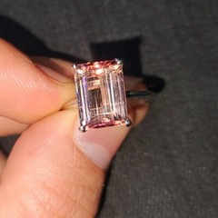 Vintage 14k white gold engagement ring 5.27ct. Natural Pink Tourmaline