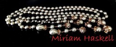 MIRIAM HASKELL 50’S SIGN 2PC S-GREY BAROQUE PEARL ICE CLEAR MONTÉE BRASS ACCENTS
