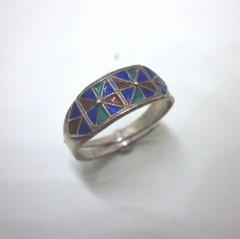 Vintage 925 Sterling Silver Rings Jewelry Enamel Free Size Adjustable Classic