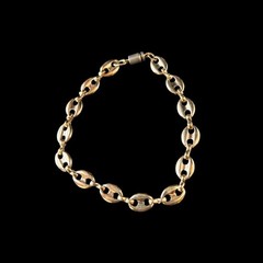 Vintage Mariner Link Necklace Bracelet Jewelry Set Gold Tone 28in Size 7