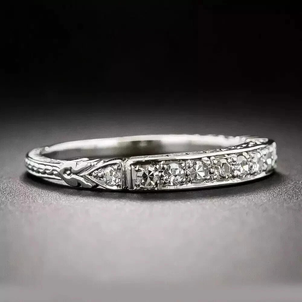 2.30Ct Art Deco Style Lab Created Diamond Engagement Band 14K White Gold FN Ring
