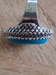 Vintage boho , adjustable faux turquoise ring. substantial weight