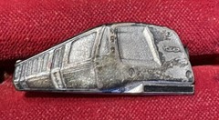 3 Vintage Tie Clasps GE Locomotive, The Thinker, DPED Balfour General Electric