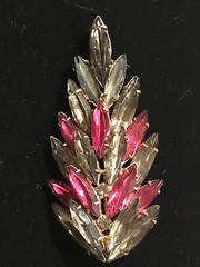 Vintage JULIANA Pink and Green Faux Tourmaline Glass Brooch or Pin